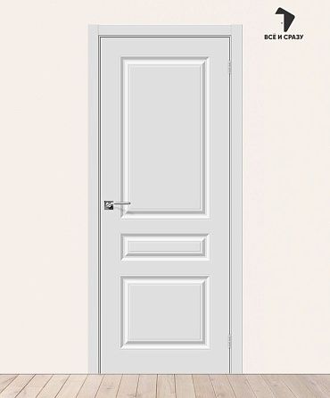 Межкомнатная дверь с ПВХ-пленкой Скинни-14 Белая 550х1900 мм