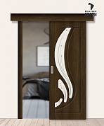 Межкомнатная дверь-купе с ПВХ-пленкой Лотос-2 Dark Barnwood