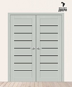 Двойная межкомнатная дверь Эмалит Браво-22 Grey Matt/Black Star
