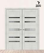 Двойная межкомнатная дверь с экошпоном Браво-30 Bianco Veralinga/Mirox Grey