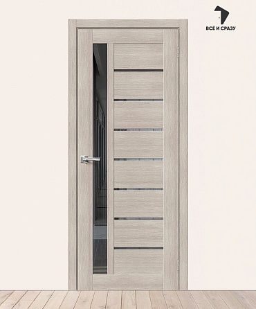 Межкомнатная дверь с экошпоном Браво-27 Cappuccino Melinga/Mirox Grey 600х2000 мм