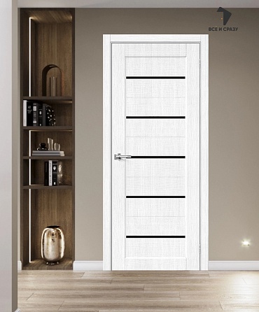 Межкомнатная дверь с экошпоном Мода-22 Black Line Snow Melinga