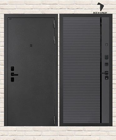 Входная дверь АКУСТИК 22 — Графит софт, черная вставка 205х88 Левая