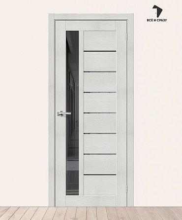 Межкомнатная дверь с экошпоном Браво-27 Bianco Veralinga/Mirox Grey 600х2000 мм
