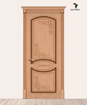 Межкомнатная шпонированная дверь Азалия Дуб файн-лайн 550х1900 мм