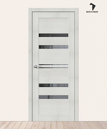 Межкомнатная дверь с экошпоном Браво-30 Bianco Veralinga/Mirox Grey 600х2000 мм