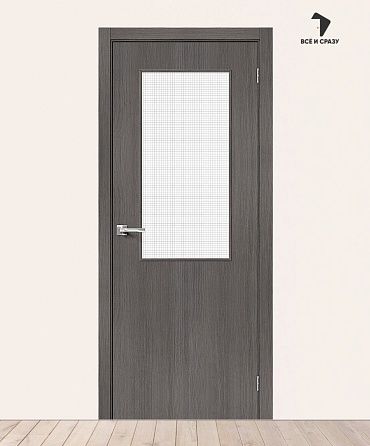 Межкомнатная дверь с экошпоном Браво-7 Grey Melinga/Wired Glass 12,5 400х2000 мм