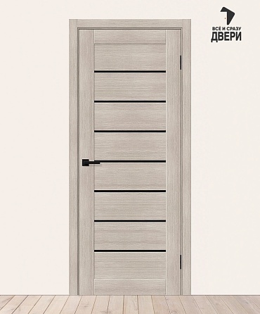 Межкомнатная дверь с экошпоном Браво-22 Cappuccino Melinga/Black Shine 550х1900 мм