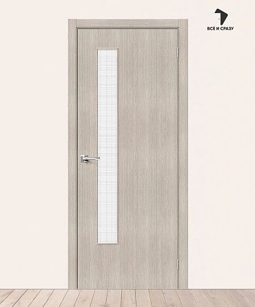 Межкомнатная дверь с экошпоном Браво-9 Cappuccino Melinga/Wired Glass 12,5 400х2000 мм