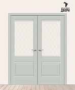 Двойная межкомнатная дверь Эмалит Прима-3 Grey Matt