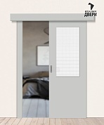 Межкомнатная дверь-купе с покрытием винил Браво-7 Grey Pro/Wired Glass 12,5