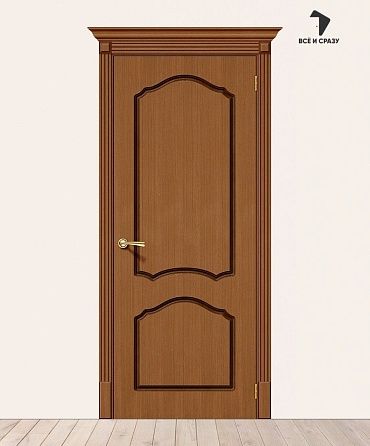 Межкомнатная шпонированная дверь Каролина Орех файн-лайн 550х1900 мм