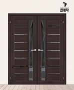 Двойная межкомнатная дверь с экошпоном Браво-27 Wenge Melinga/Mirox Grey