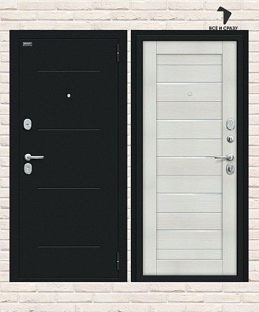 Металлическая дверь Техно Kale Букле чёрное/Bianco Veralinga 205х86 Левая