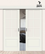 Межкомнатная двойная дверь-купе Hard Flex Прима-13.0.1 White Mix
