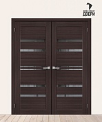 Двойная межкомнатная дверь с экошпоном Браво-30 Wenge Melinga/Mirox Grey