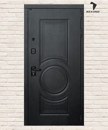 Входная дверь GRAND 01 — Белое дерево, стекло черное