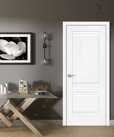 Межкомнатная дверь с экошпоном Прима-2 Snow Melinga