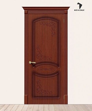 Межкомнатная шпонированная дверь Азалия Макоре файн-лайн 550х1900 мм