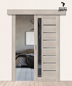 Межкомнатная дверь-купе с экошпоном Браво-27 Cappuccino Melinga/Mirox Grey