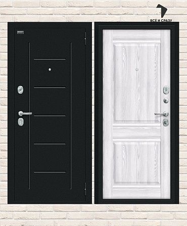 Металлическая дверь Некст Kale Букле чёрное/Riviera Ice 205х86 Левая