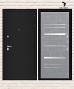 Входная дверь CLASSIC Шагрень черная 20 — Бетон светлый, зеркальные вставки