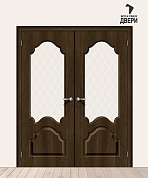 Двойная межкомнатная дверь с ПВХ-пленкой Скинни-33 Dark Barnwood