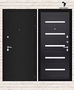 Входная дверь CLASSIC Шагрень черная 01 — Венге, стекло белое