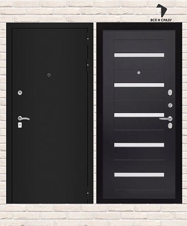 Входная дверь CLASSIC Шагрень черная 01 — Венге, стекло белое 205х88 Левая