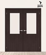 Двойная межкомнатная дверь с экошпоном Браво-7 Wenge Melinga/Magic Fog