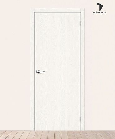 Межкомнатная дверь с экошпоном Браво-0 White Wood 600х2000 мм