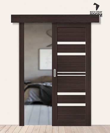 Межкомнатная дверь-купе с экошпоном Браво-30 Wenge Melinga/Magic Fog 600х2000 мм