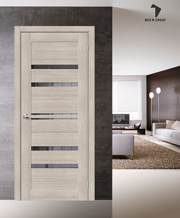 Межкомнатная дверь с экошпоном Браво-30 Cappuccino Melinga/Mirox Grey