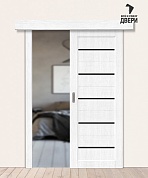 Межкомнатная дверь-купе с экошпоном Мода-22 Black Line Snow Melinga
