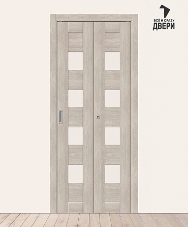 Межкомнатная складная дверь с экошпоном Браво-23 Cappuccino Melinga/Magic Fog 350+350х2000 мм