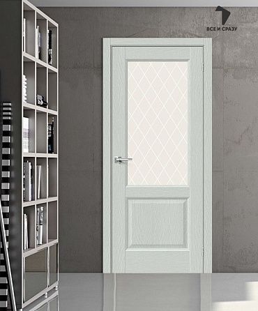 Межкомнатная дверь с экошпоном Неоклассик-33 Grey Wood/White Сrystal