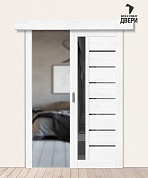 Межкомнатная дверь-купе с экошпоном Браво-27 Snow Melinga/Mirox Grey
