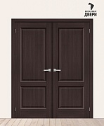 Двойная межкомнатная дверь с экошпоном Неоклассик-32 Wenge Melinga
