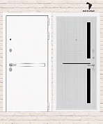 Входная дверь LINE WHITE 02 — Сандал белый, стекло черное