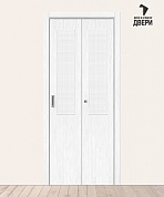 Межкомнатная складная дверь с экошпоном Браво-7 Snow Melinga/Wired Glass 12,5