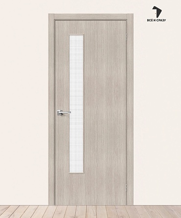 Межкомнатная дверь с экошпоном Браво-9 Cappuccino Melinga/Wired Glass 12,5 400х2000 мм