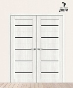 Двойная межкомнатная дверь с экошпоном Мода-22 Black Line White Dreamline