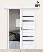 Межкомнатная дверь-купе с экошпоном Браво-30 Snow Melinga/Mirox Grey