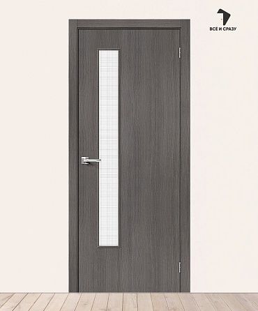 Межкомнатная дверь с экошпоном Браво-9 Grey Melinga/Wired Glass 12,5 400х2000 мм