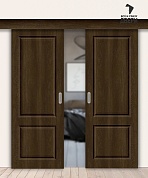 Межкомнатная двойная дверь-купе с ПВХ-пленкой Скинни-12 Dark Barnwood