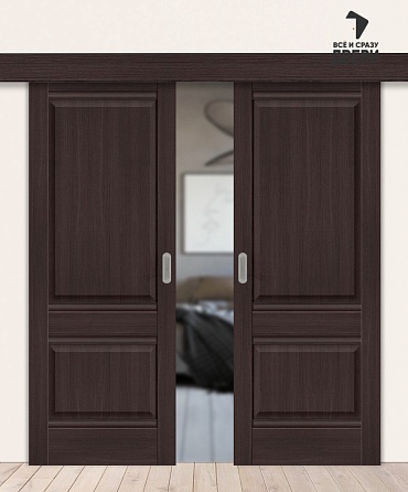 Межкомнатная двойная дверь-купе с экошпоном Прима-2 Wenge Melinga 400+400х2000 мм