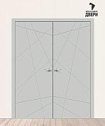 Двойная межкомнатная дверь ПЭТ Граффити-5.Д.П Grey Silk