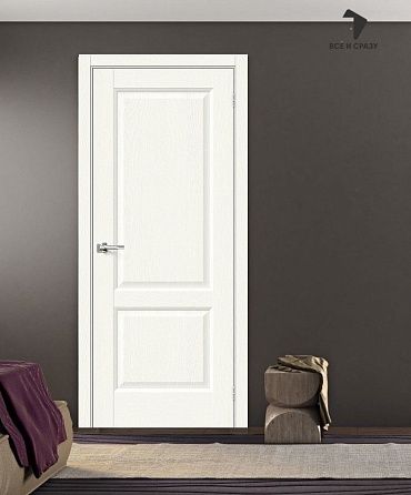 Межкомнатная дверь с экошпоном Неоклассик-32 White Wood