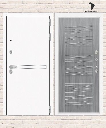 Входная дверь LINE WHITE 06 — Сандал серый 205х88 Левая