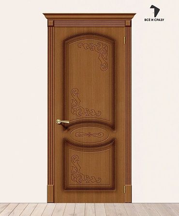 Межкомнатная шпонированная дверь Азалия Орех файн-лайн 550х1900 мм